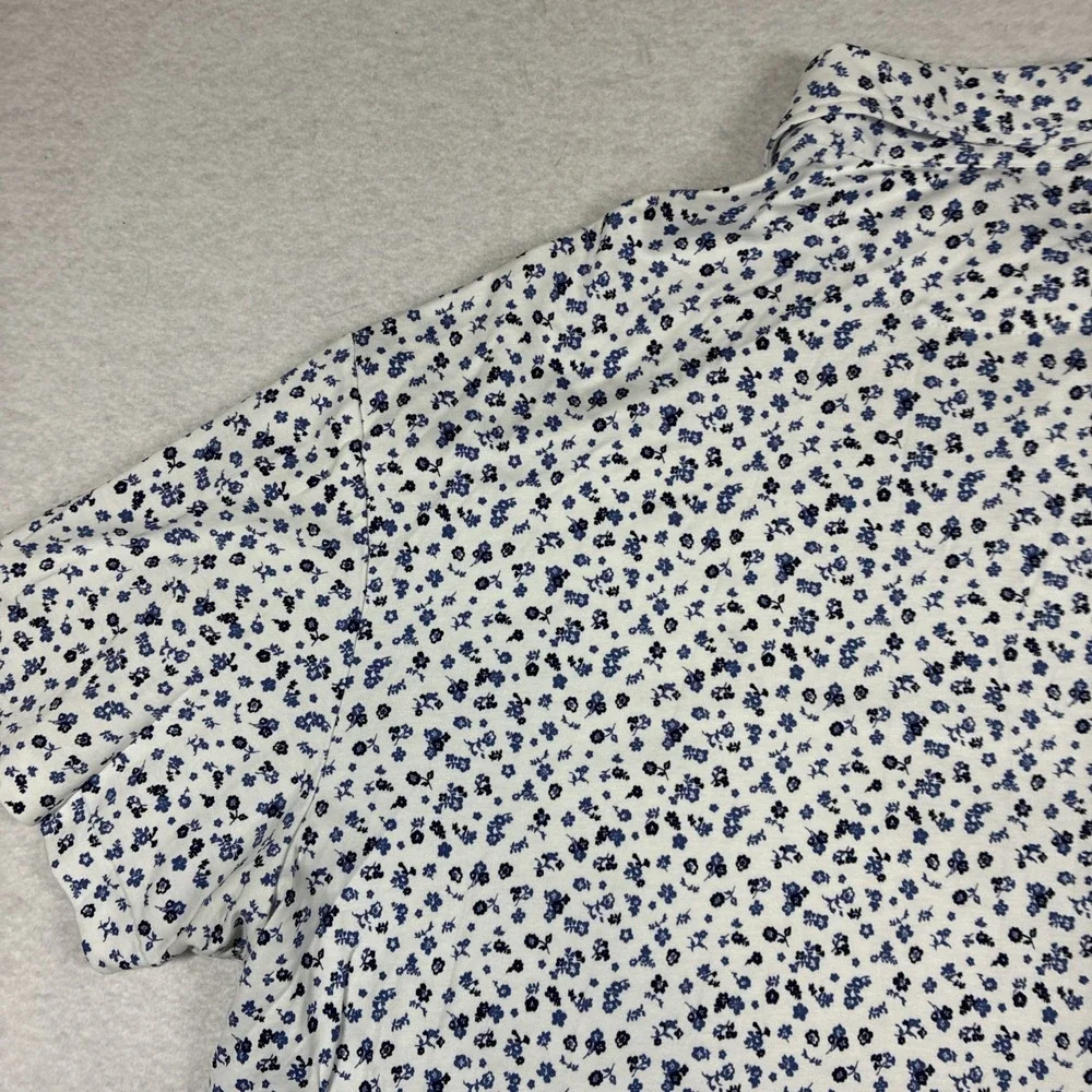Polo Ralph Lauren Polo Shirt White Blue Floral Print Preppy Men 2XB Big Cotton